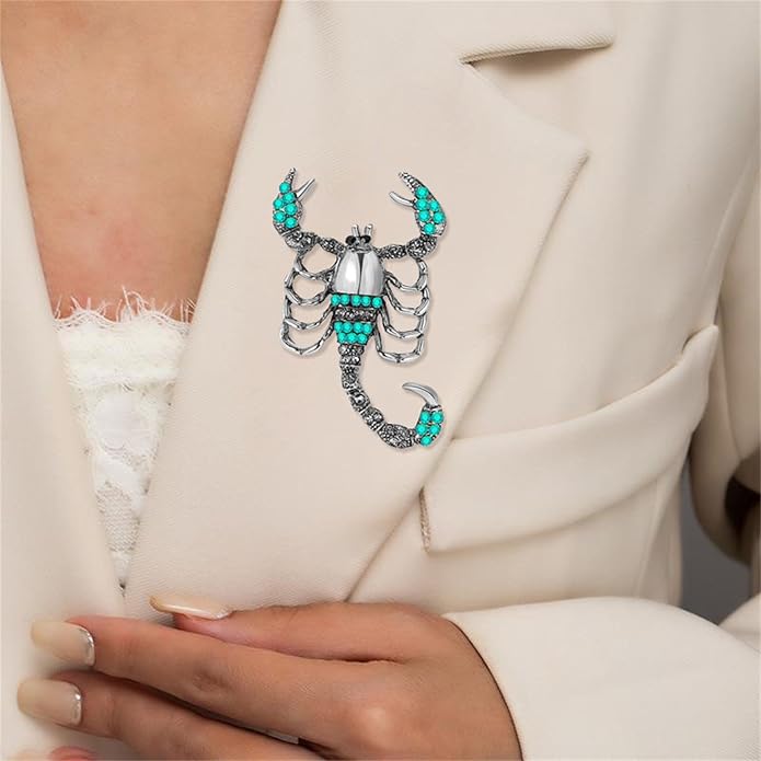 Dreuyet Rhinestone Scorpion Brooch Pin for Women Men Vintage Crystal Scorpion Brooches Punk Style Insect Animal Laple Pin Clothing Suits Accessories Christmas Birthday Jewelry