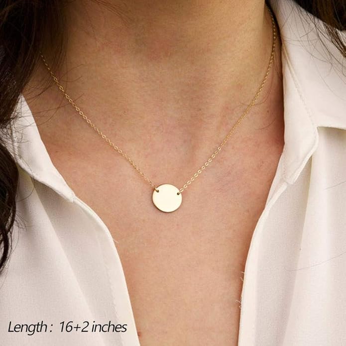 Turandoss Dainty Layered Choker Necklace, Handmade Y Pendant Necklace Multilayer Bar Disc Necklace Adjustable Layering Choker Necklaces for Women