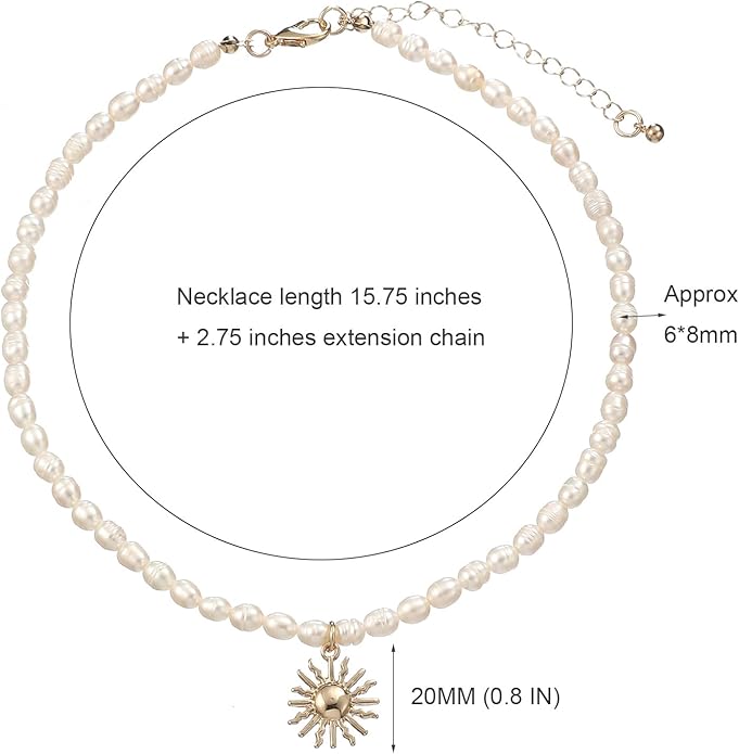 wgoud Natural Freshwater Pearl Choker Necklace for Women, Trendy 14K Gold Plated Pearl Necklaces Handmade Jewelry Gift