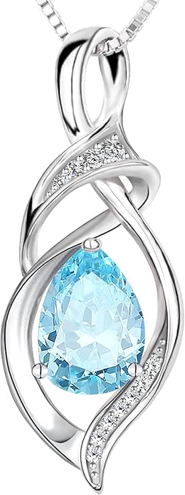 Birthstone Necklace for Women 925 Sterling Silver Necklace Birthday Gifts for Women Mom Wife 18"+2" Inch