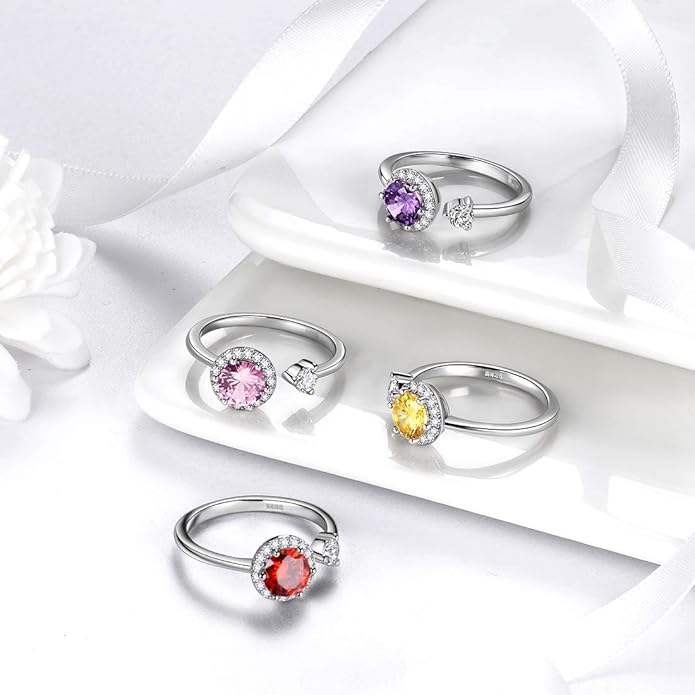 Aurora Tears 925 Sterling Silver 12 Birthstones Necklace/Earring/Ring/Bracelet Women Birthstone Pendant Crystal Fashion Birthday Jewelry Christmas Gift for Girls Women