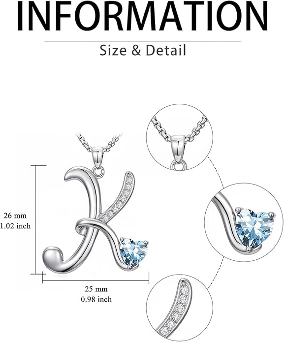 Christmas Gifts for Women Alphabet A to Z Initial Birthstone Pendant Necklaces for Women - 18k White Gold Plated Personalized Name Jewelry Valentine Mothers Day Birthday Gifts for Women Her Girlfriend