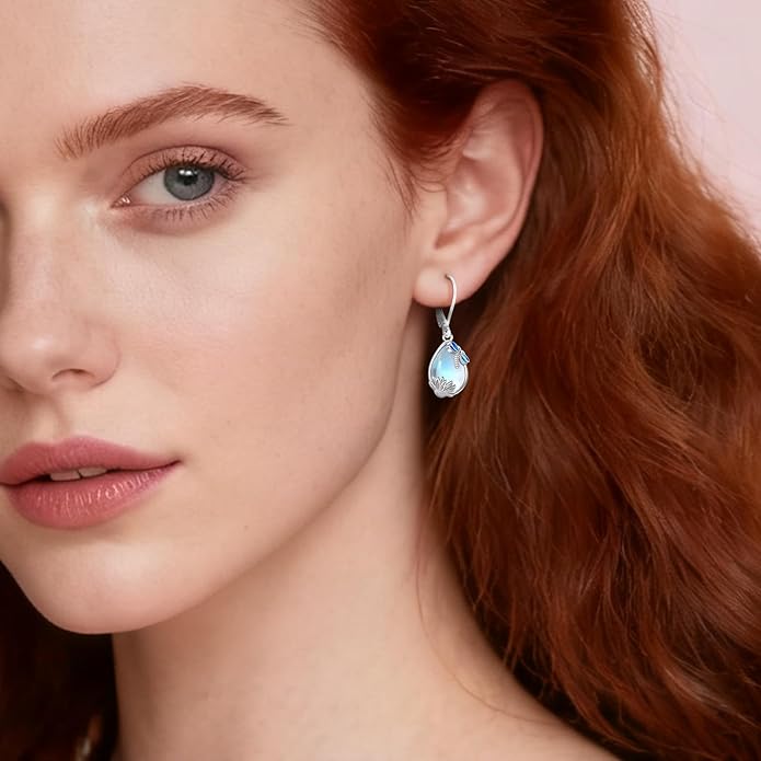 Eusense Sterling Silver Dangle Earrings for Women Tree of Life Animals Moonstone Turquoise Leverback Earrings Jewelry Gifts