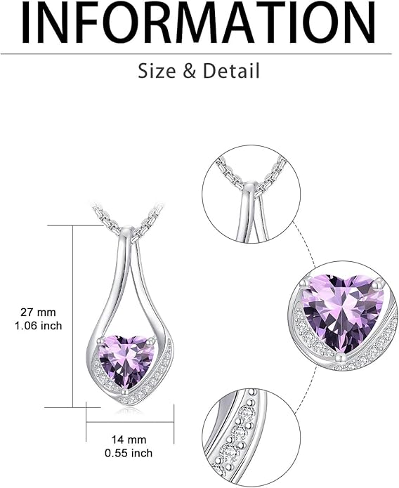 Birthstone Necklaces for Women,18k Yellow/White Gold Plated Forever Love Heart Infinity Pendant Necklace Anniversary Jewelry Christmas Birthday Gifts for Women Her Wife Girlfriend