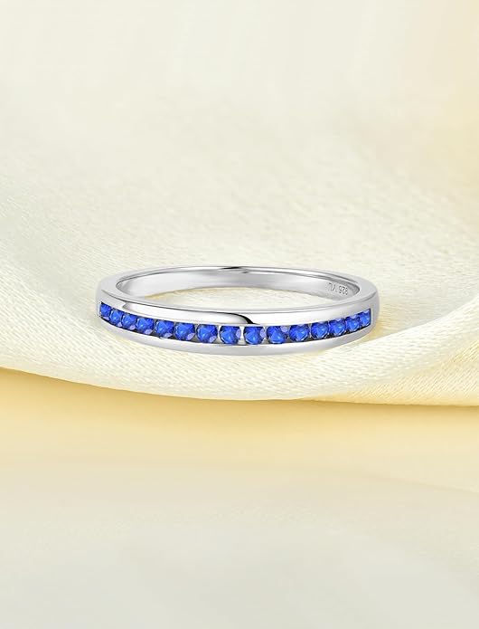 YL Stackable Rings 925 Sterling Silver Halo Birthstone Eternity Bands Jewelry for Women