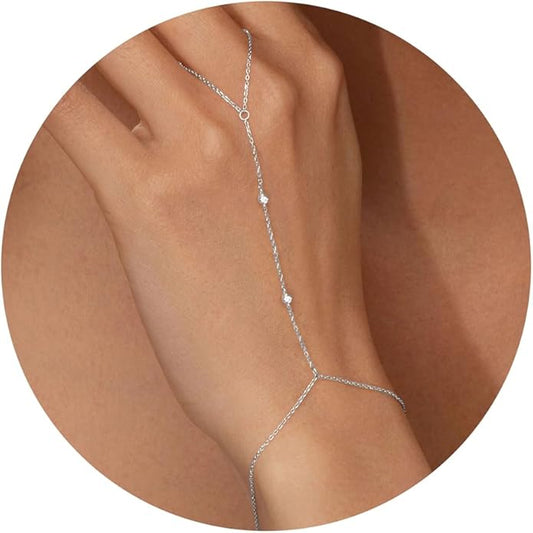 Gold Bracelets for Women Trendy,14K Gold Plated Dainty Stackable Paperclip Cuban Link Chain Bracelets, Simple Cute Cuff Bracelets Jewelry Set Adjustable 7"+2"