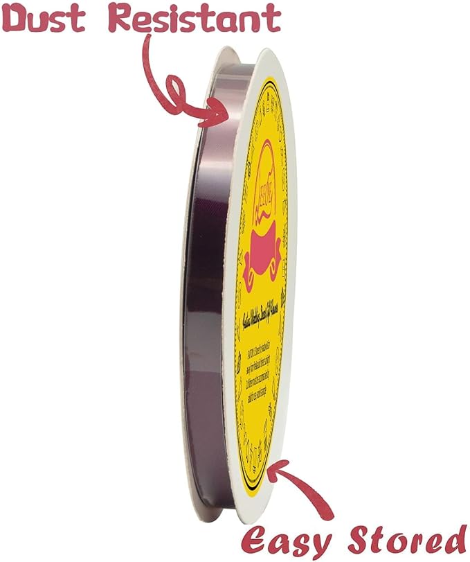 LEEQE Double Face Burgundy Satin Ribbon 3/8 inch X 50 Yards Polyester Burgundy Ribbon for Gift Wrapping Very Suitable for Weddings Party Invitation Decorations and More