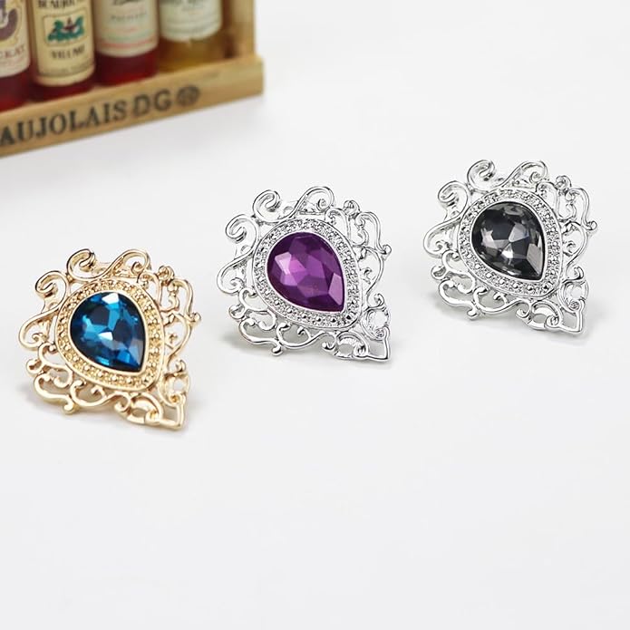 Vintage Silver Color Men's Brooches for Women Lovely Water Drop Badge Flame Crystal Brooch Lapel Pins Fashion Jewelry