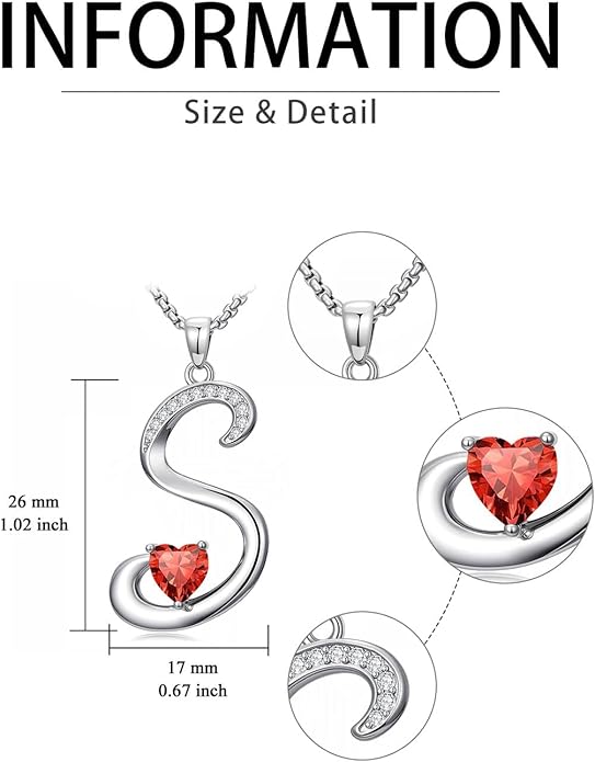 Christmas Gifts for Women Alphabet A to Z Initial Birthstone Pendant Necklaces for Women - 18k White Gold Plated Personalized Name Jewelry Valentine Mothers Day Birthday Gifts for Women Her Girlfriend