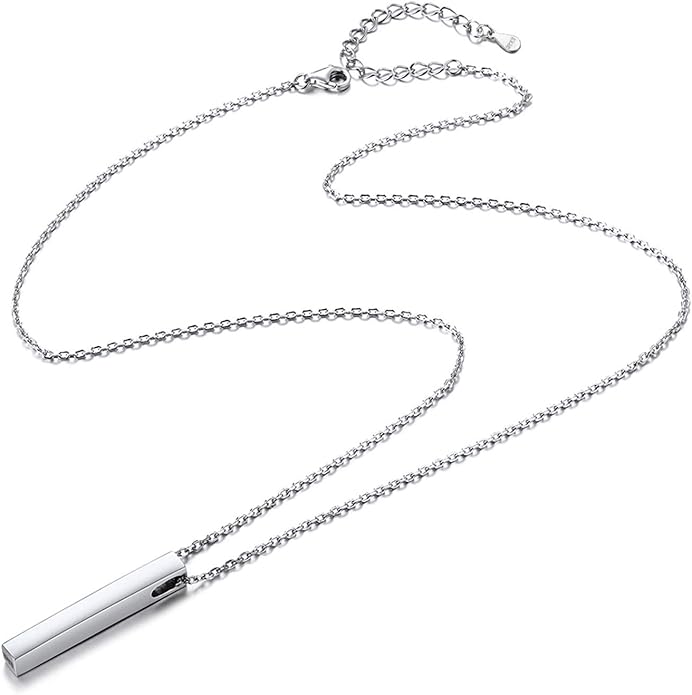 ChicSilver Customizable Vertical Bar Pendant Necklace 925 Sterling Silver Y Necklace Simple Fashion Jewelry Gifts for Women