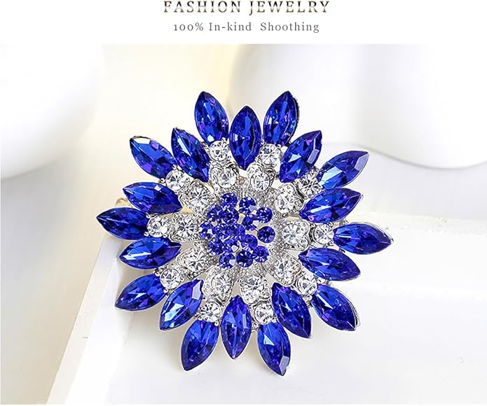 Rhinestone Flower Brooch for Women Sparkling Crystal Sunflower Brooch Pin Trendy Large Big Flower Brooch Elegant Clothing Hat Bag Accessories Christmas Birthday Party Wedding Costume Jewelry