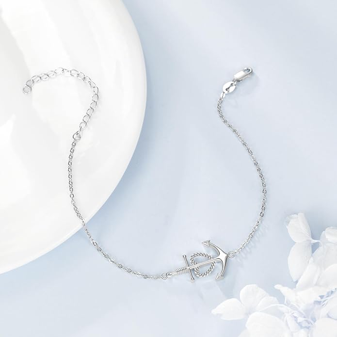 Anchor Bracelet Sterling Silver Faith Hope Charity Bracelets Heart Cross Anchor Jewelry Birthday Gifts for Women