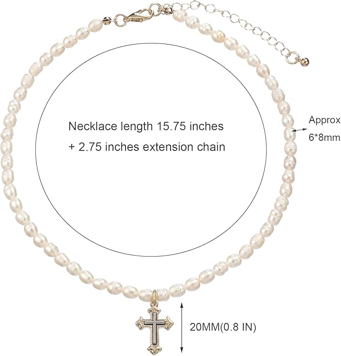 wgoud Natural Freshwater Pearl Choker Necklace for Women, Trendy 14K Gold Plated Pearl Necklaces Handmade Jewelry Gift