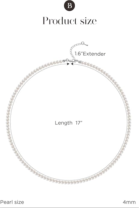 BABEYOND Round Imitation Pearl Necklace Wedding Pearl Necklace for Brides