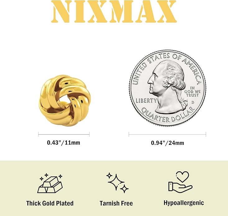 NIXMAX Chunky Small Knot Earrings Gold Silver Geometric Earrings for Women Dainty Gold and Silver Plated Dangle Drop Earrings Hypoallergenic and Lightweight Fashion Trendy Jewelry Gifts