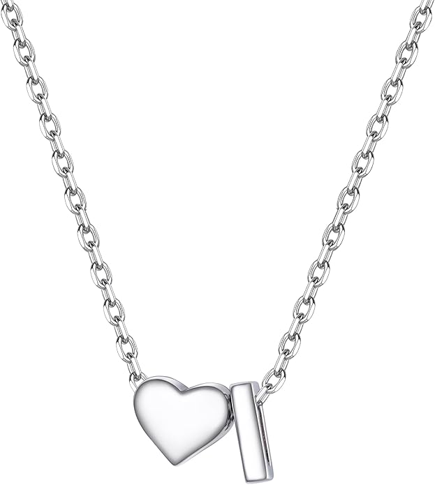 PROSILVER Initial Heart Necklace for Women, 925 Sterling Silver Tiny Heart Letter Necklace Siver, Gold Necklace, Come with Box