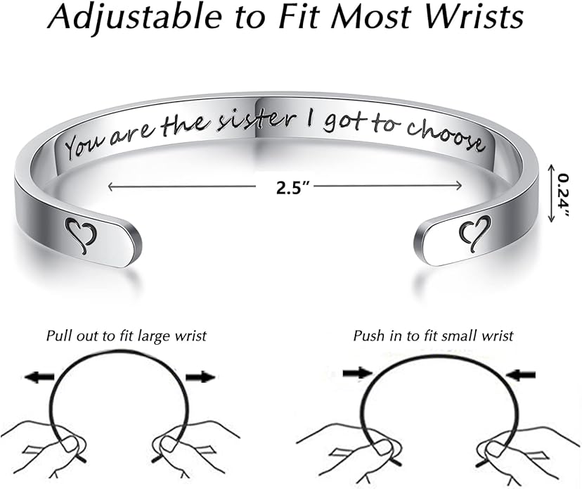 TONY & SANDY Inspirational Bracelets for Women Teen Girls Personalized Gifts for Daughter Granddaughter Mom Sister Friends Stainless Steel Engraved Cuff Birthday Easter Christmas