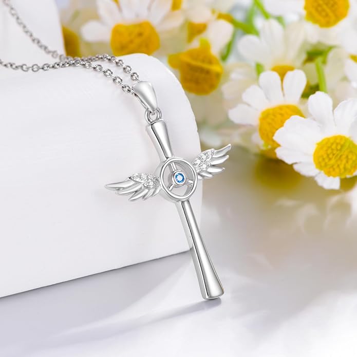 Cross Necklace for Women 925 Sterling Silver Cross Pendant Religious Christian Jewelry Faith Easter Gifts for Wife