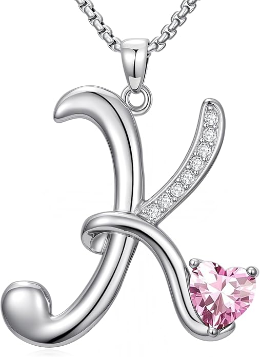 Christmas Gifts for Women Alphabet A to Z Initial Birthstone Pendant Necklaces for Women - 18k White Gold Plated Personalized Name Jewelry Valentine Mothers Day Birthday Gifts for Women Her Girlfriend