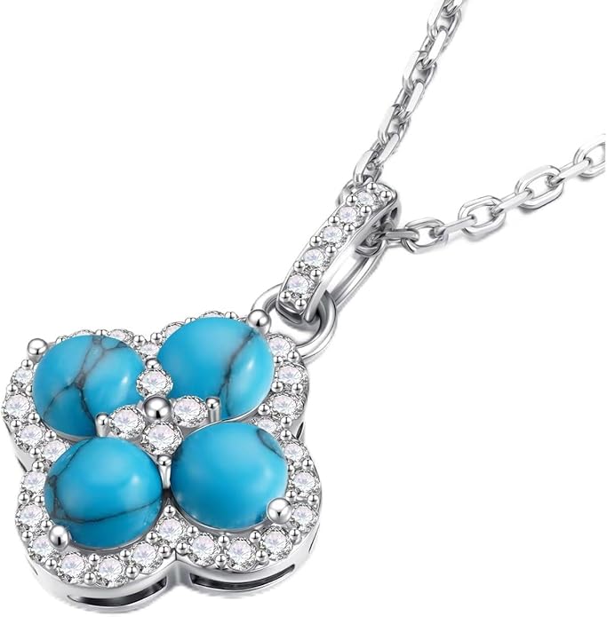 Iefil Valentines Day Gifts for Her - 925 Sterling Silver Birthstone Clover Necklace for Women, Anniversary Birthday Gifts for Women Wife Girlfriend Mom