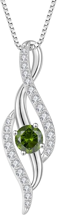 Women Infinity Necklace 925 Sterling Silver Twist Birthstone Pendant with Chain 5A Cubic Zirconia Jewelry