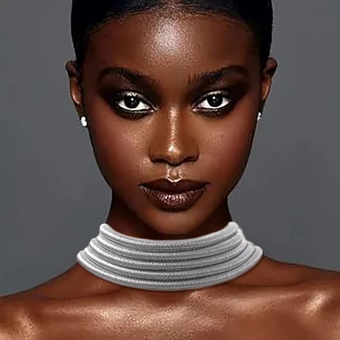 African Choker Necklace Gold Rope Weave Collar Layered Boho Tribal Chokers Multilayer Statement Party Jewelry Accessories for Women