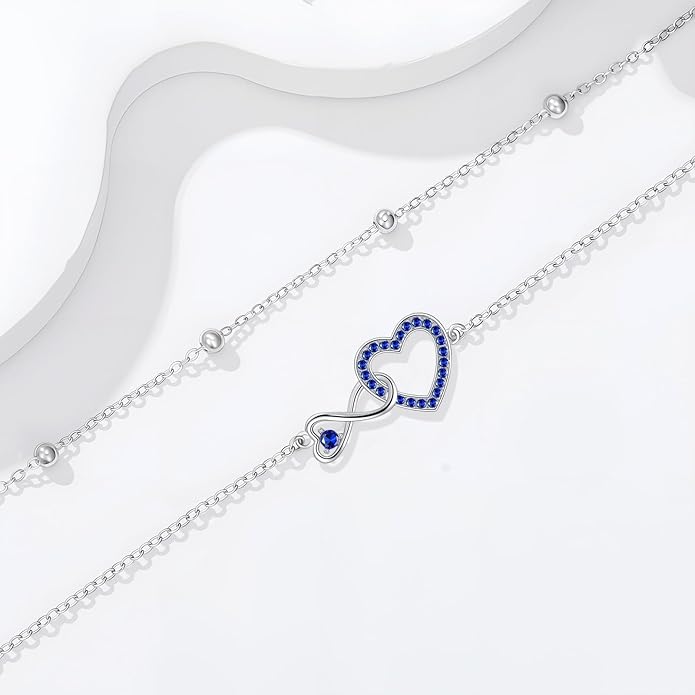 Anklet for Women 925 Sterling Silver Double Infinity Ankle Bracelet Waterproof Summer Jewelry Anniversary Birthday Gifts for Her