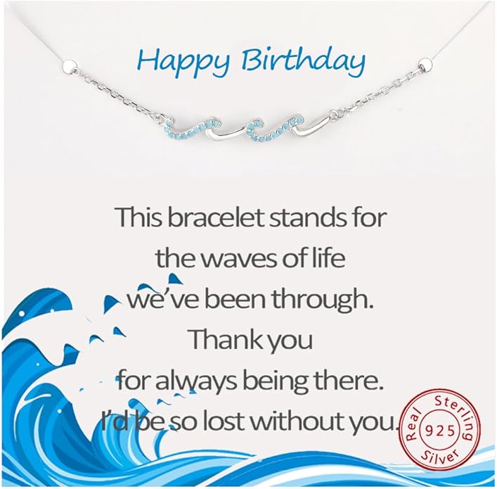 Gift for Best Friends Female,Wave Friendship Bracelet for Women,Bestie Gifts for Women,925 Sterling Silver Bracelet Gifts for Friends Birthday Gift Graduation Gift