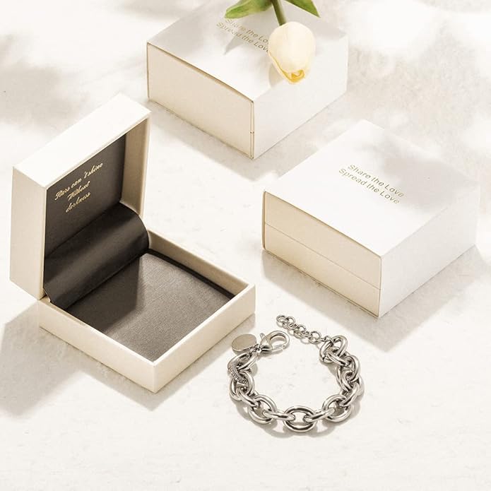 CIUNOFOR Multiple Selection Link Bracelet Designer Brand Inspired Antique Women Jewelry Cable WireVintage Valentine's Day Wide Cuban Curb Link Bracelet Stainless Steel Adjustable Chain for Men and Unisex adults.