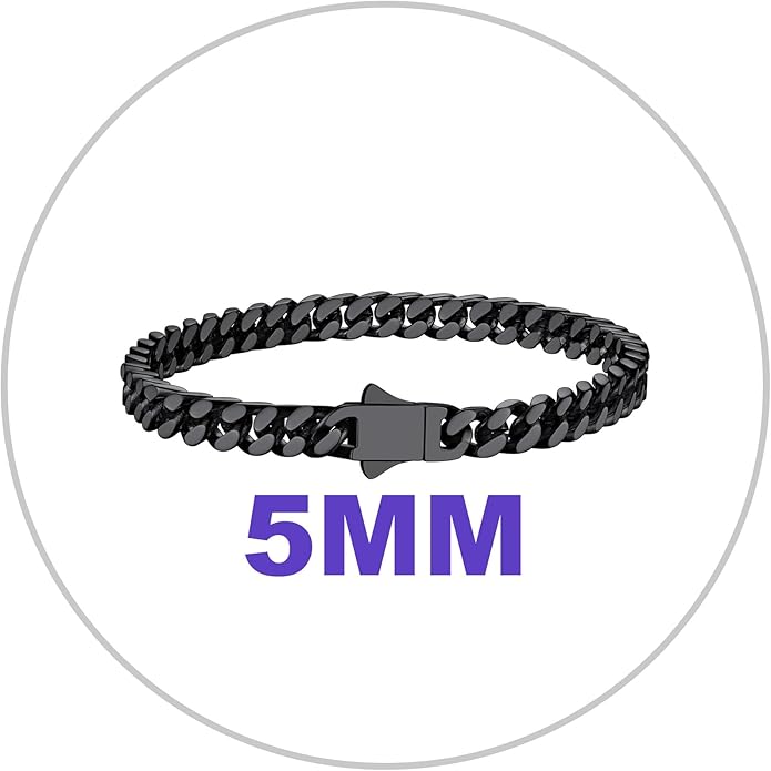 Richsteel 5/7/9/12mm Wide Miami Cuban Link Chain Bracelet for Men Women,Stainless Steel/Gold/Black Plated,7.4/8.2/9 Inch Length,Hip Hop Urban Street-wear Jewelry(Gift Wrapped)