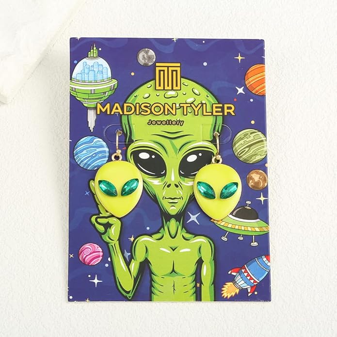 Madison Tyler 80s 90s Earrings for Women | Fun UFO Alien Earrings Space Earrings for Women