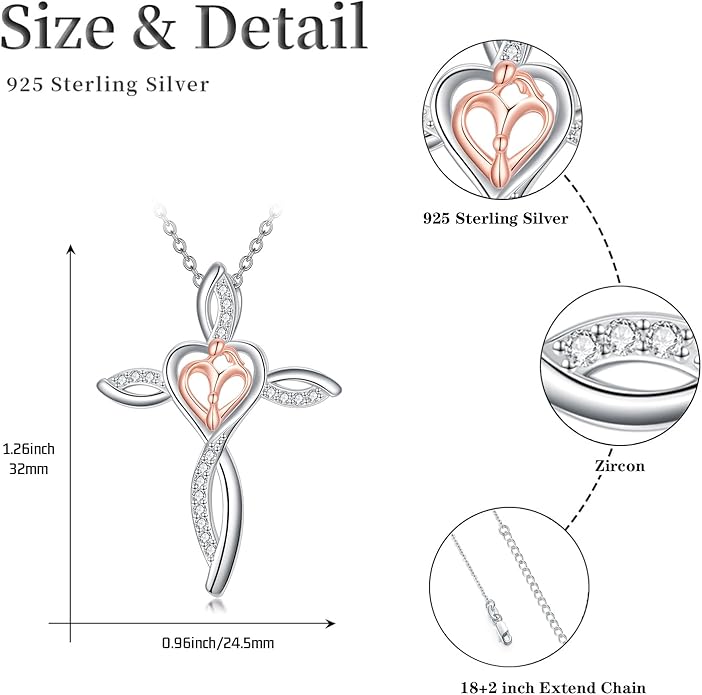 Mother's Day Necklace Gifts 925 Sterling Silver Mom/Wife/Grandma/Nana/Family I Love You Mom Necklace for Women Jewelry Birthday Gifts for Couple