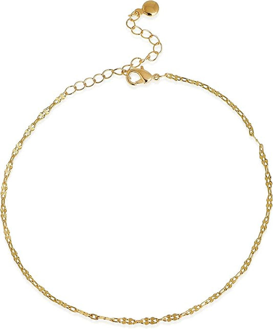 Dainty Gold Shell Pearl Charm Ankle Bracelet for Women Trendy non-Tarnish Adjustable Anklet Summer Beach Fashion Jewelry Gift