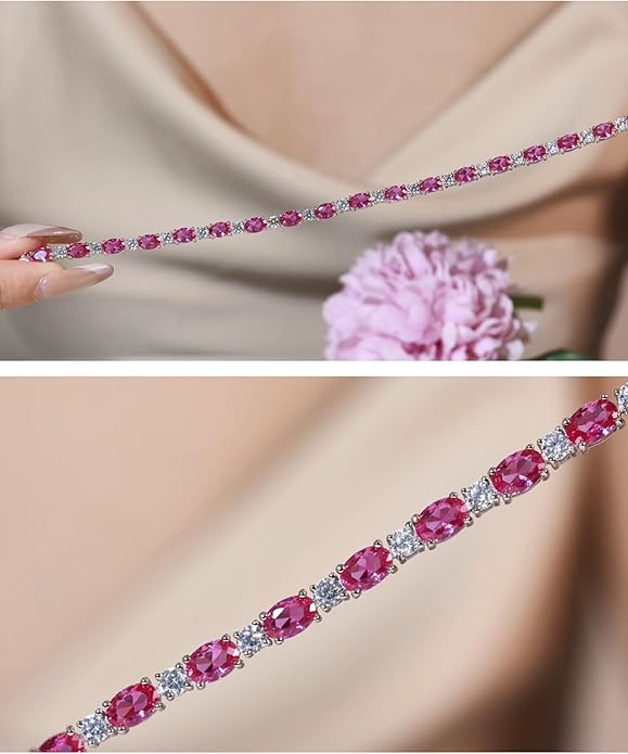 FANCIME Birthstone Bracelets Sterling Silver Tennis Bracelets Charm Fine Jewelry Birthday Gifts for Women 7"