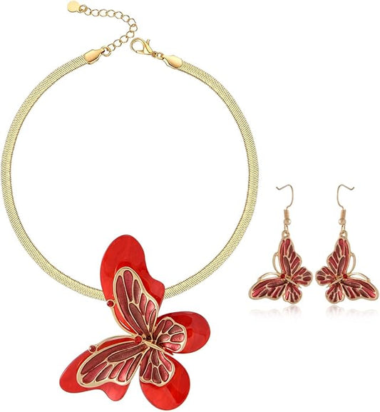 Vintage Chunky Statement Jewelry Set Retro Leaf Floral Geometric Bohemian Boho Bib Necklace Earring Set Fashion Costume Jewelry for Women Girls Wedding Party Prom Unique Gift