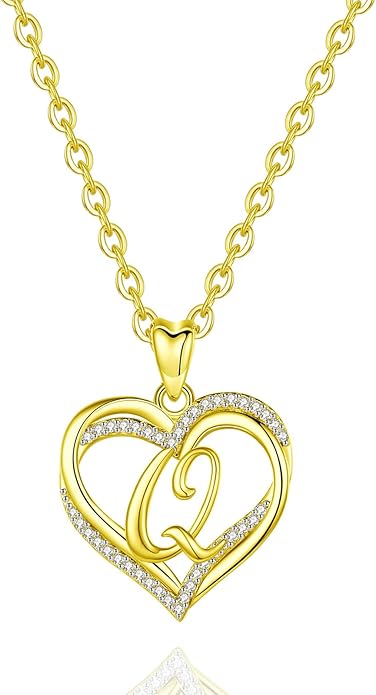 INFUSEU Unique Initial Necklaces for Women Girls Small Heart Letter Jewelry, Meaningful Personalized Gifts