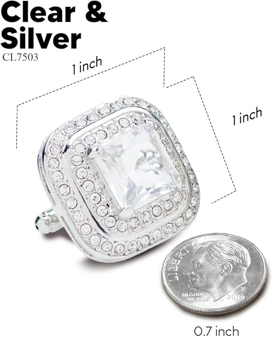 Vittorio Vico Square Colored Crystal Double Diamond Set Cufflinks