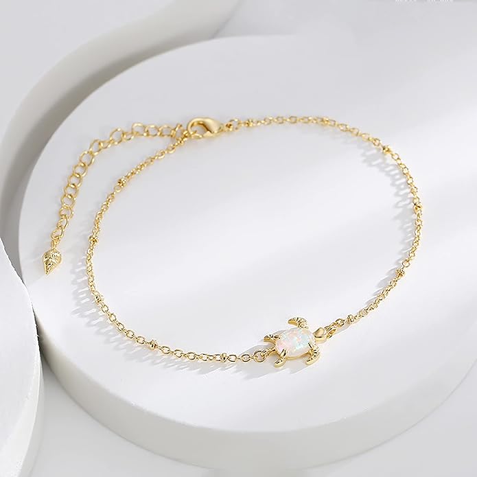 Lit Wall Gold Anklets for Women 18K Gold Plated Adjustable Summer Simple Foot Jewelry Ankle Bracelet for Women