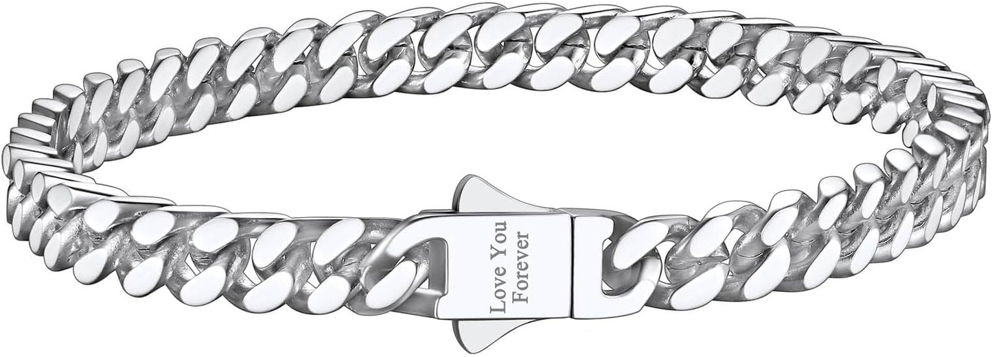 Richsteel 5/7/9/12mm Wide Miami Cuban Link Chain Bracelet for Men Women,Stainless Steel/Gold/Black Plated,7.4/8.2/9 Inch Length,Hip Hop Urban Street-wear Jewelry(Gift Wrapped)