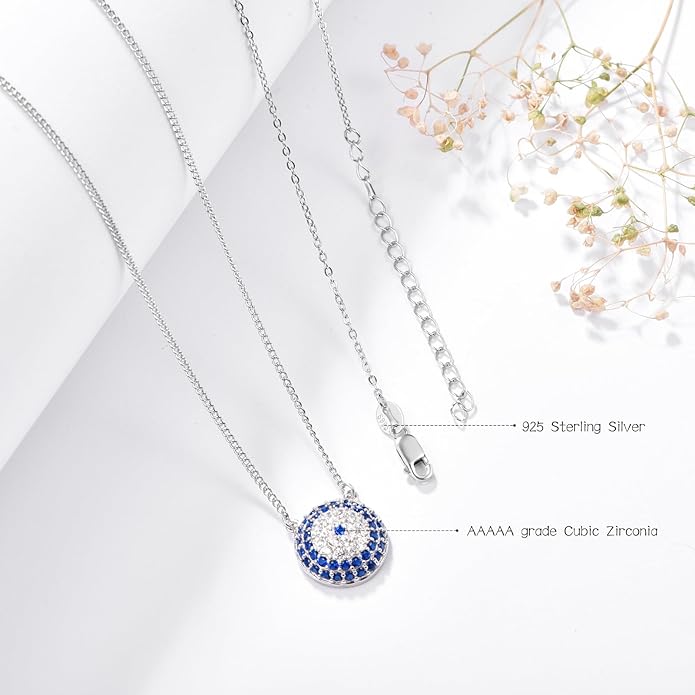 AENEAS Evil Eye Necklace for Women 925 Sterling Silver Necklace Ojo Turco Trendy Jewelry Gifts for Women Wife
