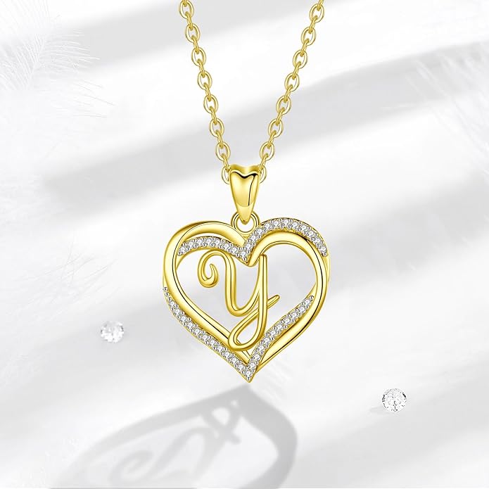 INFUSEU Unique Initial Necklaces for Women Girls Small Heart Letter Jewelry, Meaningful Personalized Gifts
