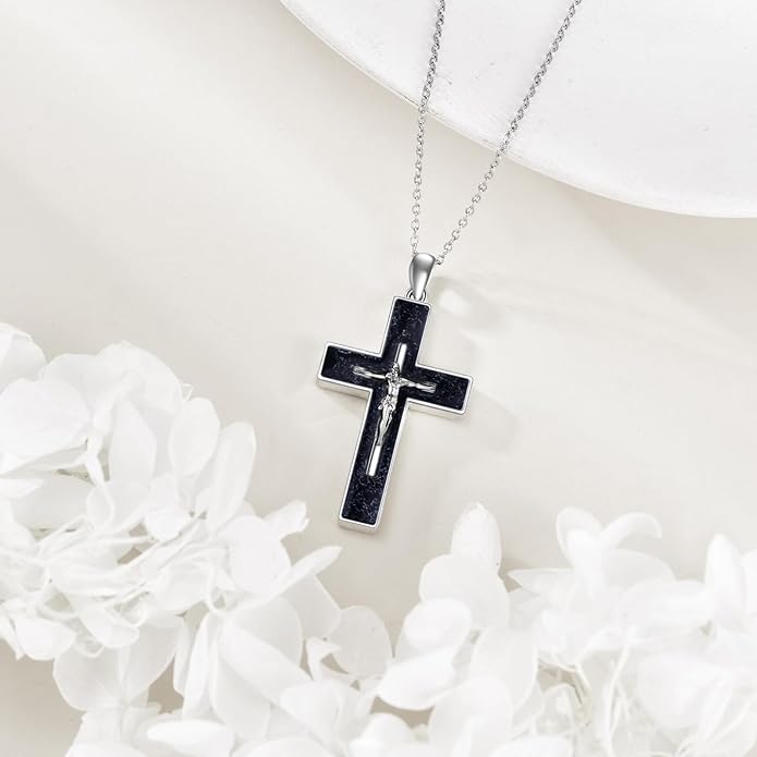 YFN Cross Necklace Sterling Silver Religious Cross Pendant Jewelry Christian Gifts for Women Men