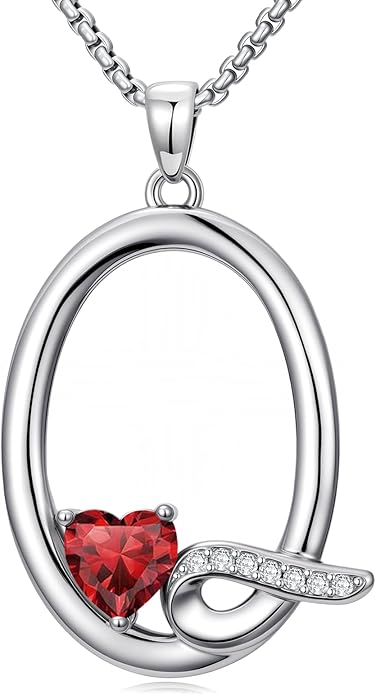 Christmas Gifts for Women Alphabet A to Z Initial Birthstone Pendant Necklaces for Women - 18k White Gold Plated Personalized Name Jewelry Valentine Mothers Day Birthday Gifts for Women Her Girlfriend