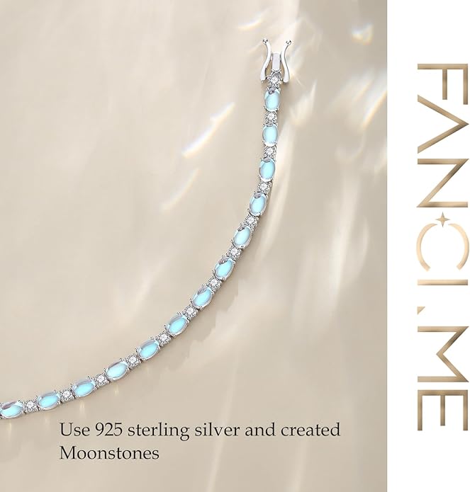 FANCIME Birthstone Bracelets Sterling Silver Tennis Bracelets Charm Fine Jewelry Birthday Gifts for Women 7"
