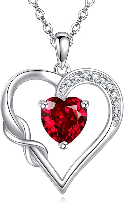 Birthstone Necklace for Women 925 Sterling Silver Infinity Heart Birthstone Pendant Necklace Infinity Heart Jewelry Birthday Holiday Gifts for Her