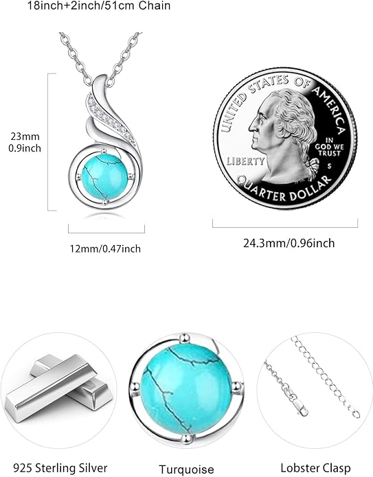 TANGPOET Birthstone Gemstone Necklaces for Women 925 Sterling Silver Dainty Pendant Jewelry Valentines Mothers Day Christmas Birthday Gifts for Mom Girlfriend Wife Daughter