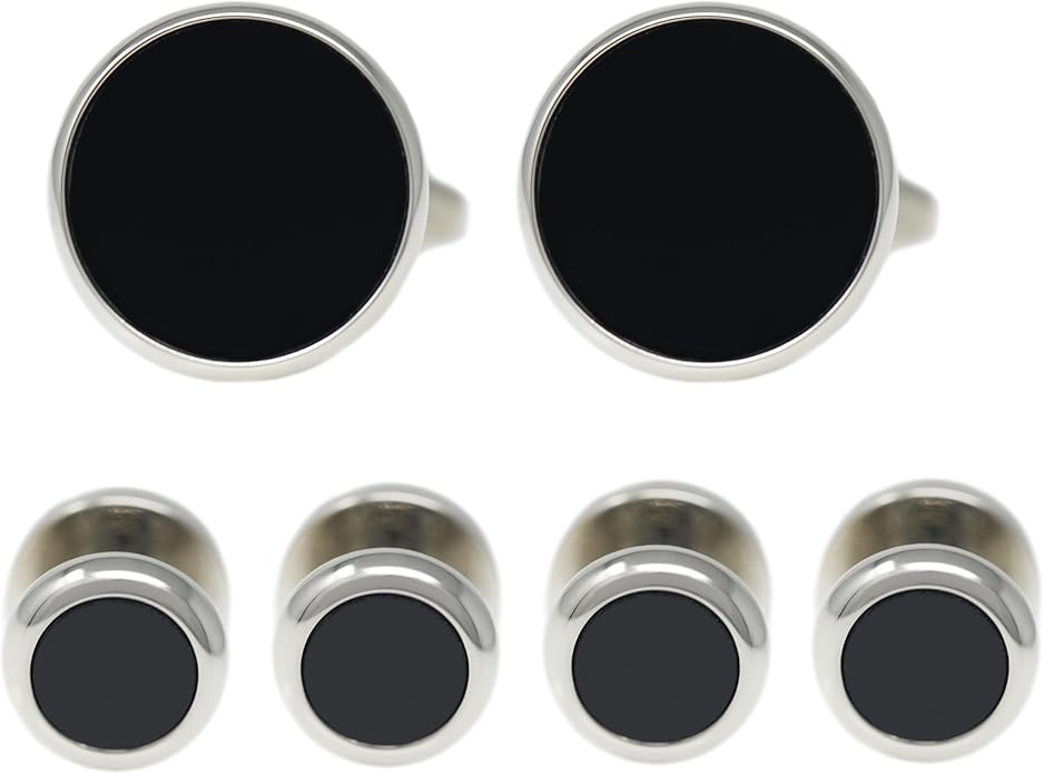 MENDEPOT Men Formal Wear Dress Shirt Cufflinks And Studs Set With Box Wedding Groom Groomsmen Gift