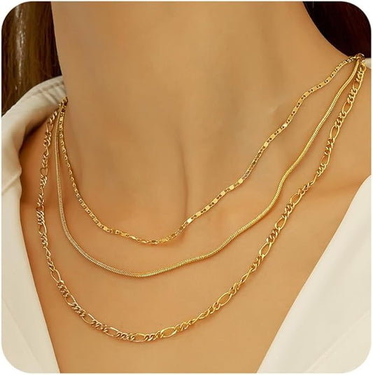 wgoud Gold Necklace for Women Waterproof,14K Real Gold Plated Herringbone Choker Necklace for Women Trendy, Dainty Gold Chain Necklaces Stack,Simple Layered Gold Necklaces for Women Jewelry Gifts