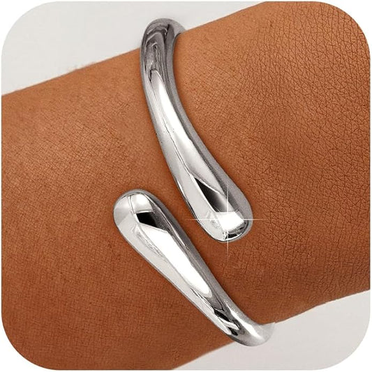 Gold Bracelets for Women Trendy - 14K Gold Plated Bangle Bracelet Chunky Adjustable Twist Cuff Gold Bracelet Non Tarnish Waterproof Jewelry for Women Gifts