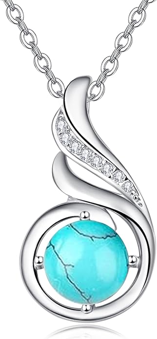 TANGPOET Birthstone Gemstone Necklaces for Women 925 Sterling Silver Dainty Pendant Jewelry Valentines Mothers Day Christmas Birthday Gifts for Mom Girlfriend Wife Daughter